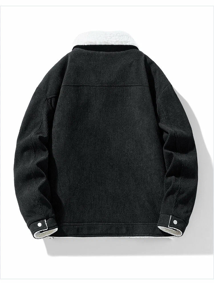 Men's Corduroy Button-Up Jacket with Snap-button front for Daily Use