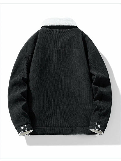 Men's Corduroy Button-Up Jacket with Snap-button front for Daily Use