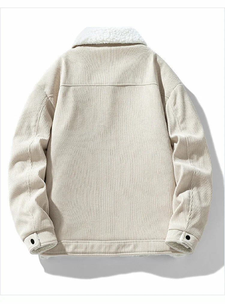 Men's Corduroy Button-Up Jacket with Snap-button front for Daily Use
