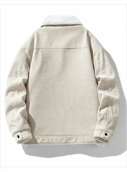 Men's Corduroy Button-Up Jacket with Snap-button front for Daily Use