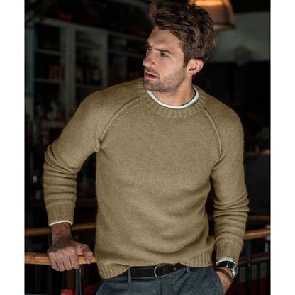 Men's Crew Neck Pullover Sweater for Fall and Winter Everyday Wear Light Brown