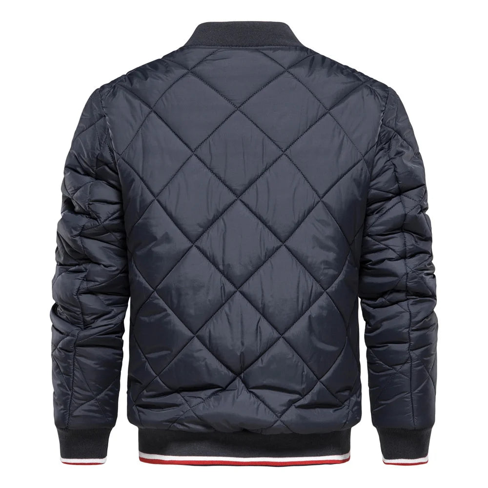 Men's Diamond Quilted Bomber Jacket for Fall and Winter Everyday Wear