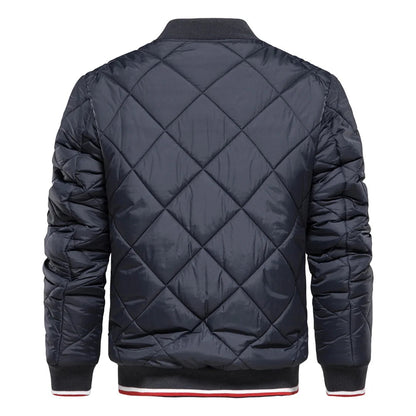 Men's Diamond Quilted Bomber Jacket for Fall and Winter Everyday Wear