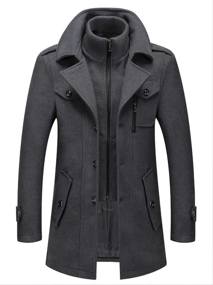 Men's Double Breasted Overcoat for Fall and Winter Everyday Wear Gray