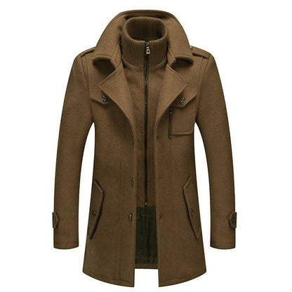 Men's Double-Breasted Pea Coat for Fall and Winter Everyday Wear Brown