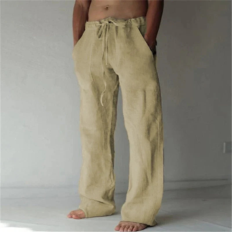 Men's Drawstring Wide Leg Trousers for Fall and Winter Everyday Wear Khaki