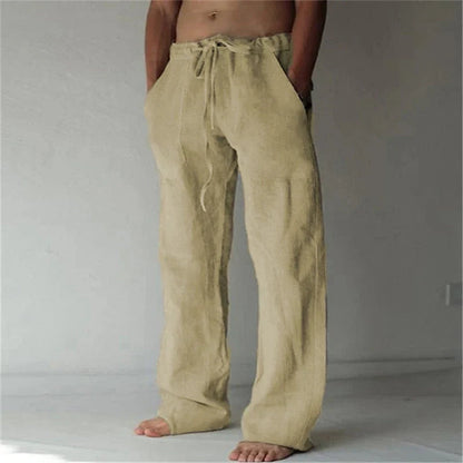 Men's Drawstring Wide Leg Trousers for Fall and Winter Everyday Wear Khaki