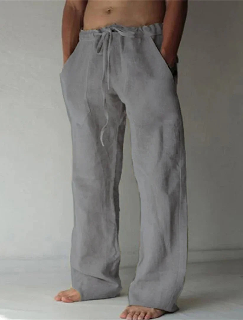 Men's Drawstring Wide Leg Trousers for Fall and Winter Everyday Wear Dark Gray