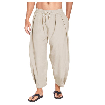Men's Drop Crotch Harem Pants for Comfortable Style for Daily Use Khaki