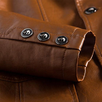 Men's Stylish Durable Leather Jacket for Fall Outerwear