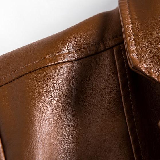 Men's Stylish Durable Leather Jacket for Fall Outerwear