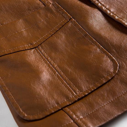 Men's Stylish Durable Leather Jacket for Fall Outerwear