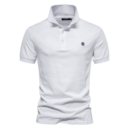 Men's Fitted Casual Polo Shirt for Fall and Winter Everyday Wear White