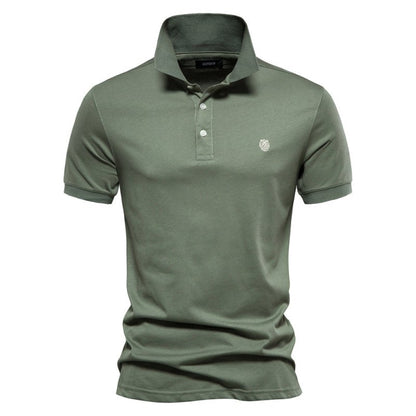 Men's Fitted Casual Polo Shirt for Fall and Winter Everyday Wear Green