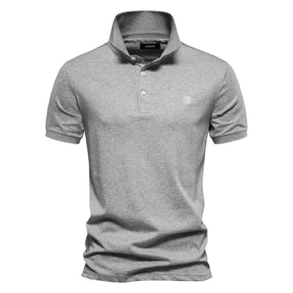 Men's Fitted Casual Polo Shirt for Fall and Winter Everyday Wear Light Gray