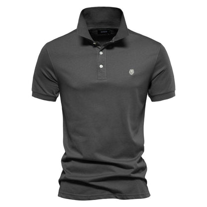 Men's Fitted Casual Polo Shirt for Fall and Winter Everyday Wear Dark Gray