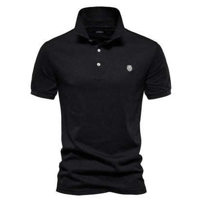 Men's Fitted Casual Polo Shirt for Fall and Winter Everyday Wear Black
