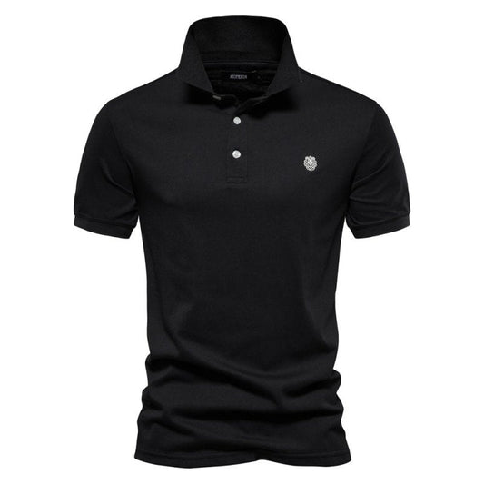 Men's Fitted Casual Polo Shirt for Fall and Winter Everyday Wear Black