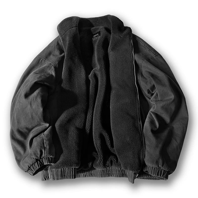 Men's Insulated Fleece-Lined Jacket for Fall and Winter Everyday Wear Gray