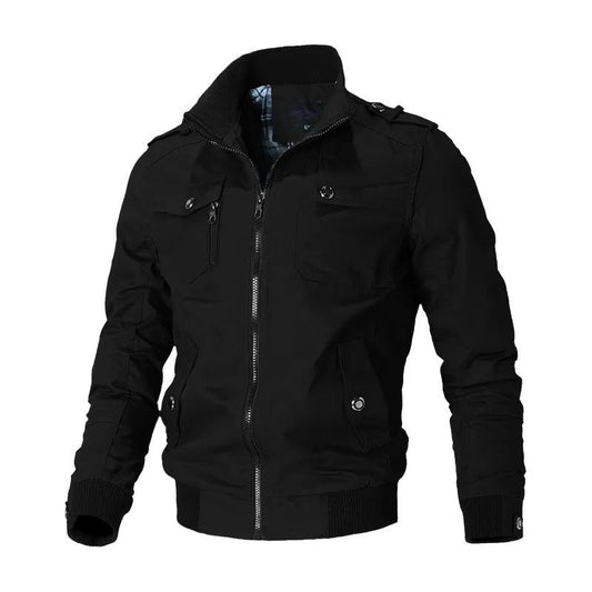 Men's Full Zip Bomber Jacket for Fall and Winter Everyday Wear Black