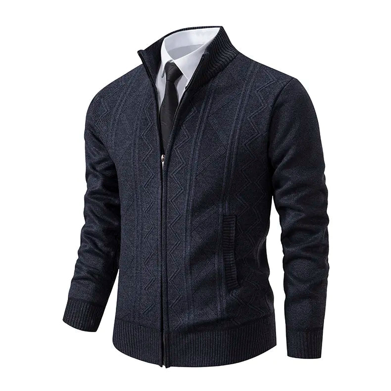 Men's Full-Zip Cardigan Sweater for Fall and Winter Everyday Wear Dark Gray