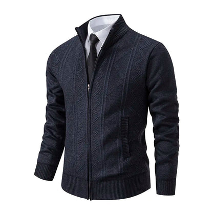 Men's Full-Zip Cardigan Sweater for Fall and Winter Everyday Wear Dark Gray