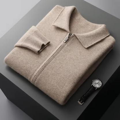 Men's Full Zip Collared Sweater Jacket for Daily Use Warm