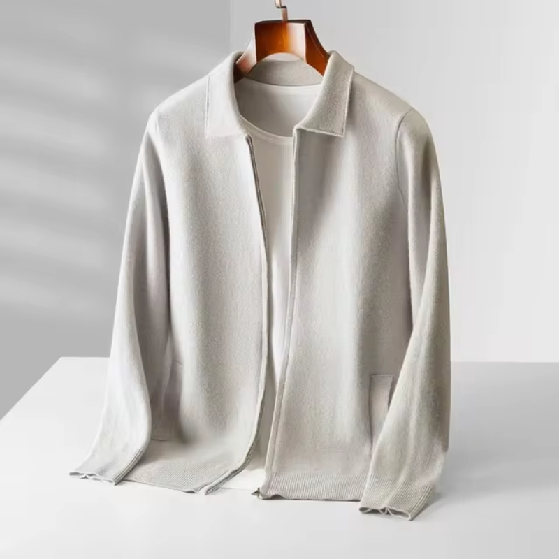 Men's Full Zip Collared Sweater Jacket for Daily Use Warm