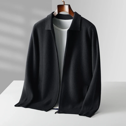 Men's Full Zip Collared Sweater Jacket for Daily Use Warm