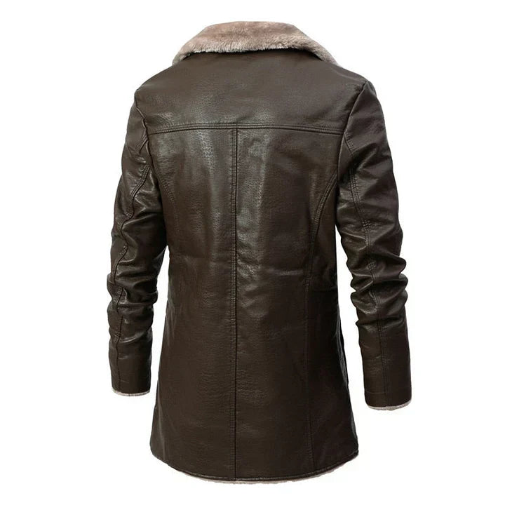 Men's Fur Collar Mid-Length Winter Coat for Daily Use Warm