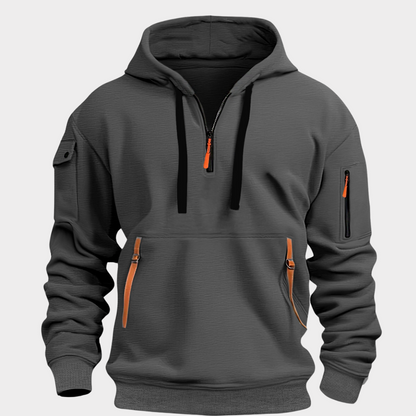 Men's Half-Zip Pullover Sweatshirt for Fall and Winter Everyday Wear Dark Grey