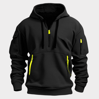 Men's Half-Zip Pullover Sweatshirt for Fall and Winter Everyday Wear Black