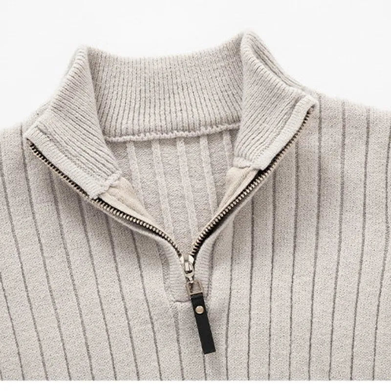 Men's Half-Zip Ribbed Sweater for Fall and Winter Everyday Wear