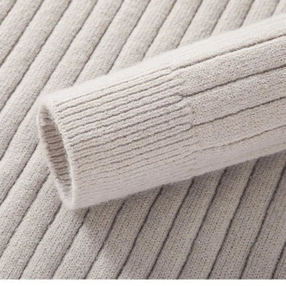 Men's Half-Zip Ribbed Sweater for Fall and Winter Everyday Wear