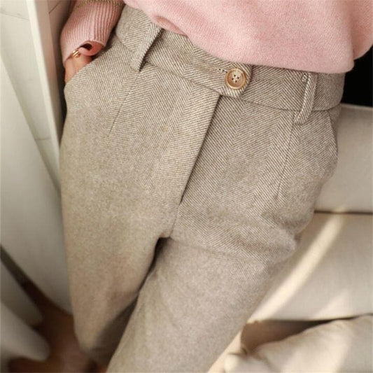 Men's Herringbone Pattern Dress Pants for Daily Use Warm Beige