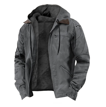 Men's Multi-Color Hooded Full Zip Jacket for Fall and Winter Gray