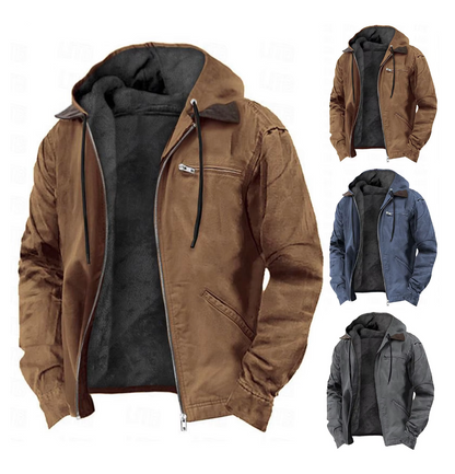 Men's Multi-Color Hooded Full Zip Jacket for Fall and Winter