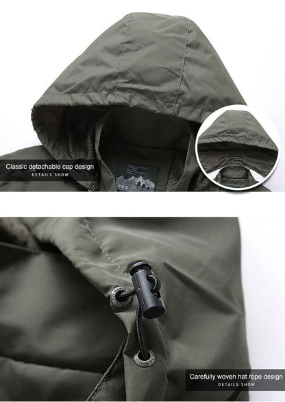 Men's Green Hooded Full Zip Jacket for Fall and Winter Everyday Wear