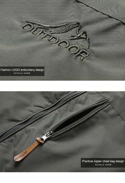 Men's Green Hooded Full Zip Jacket for Fall and Winter Everyday Wear