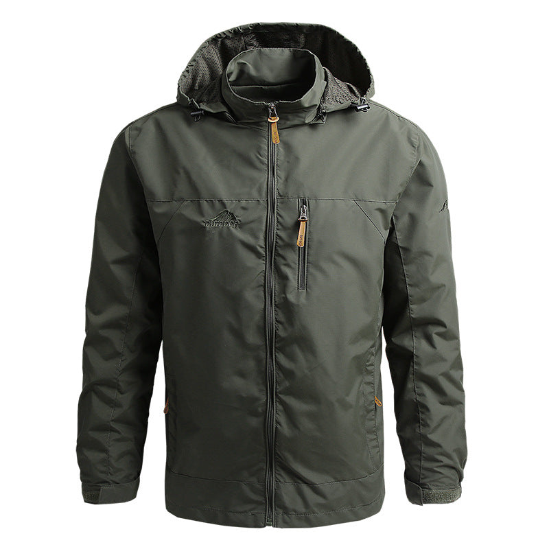 Men's Green Hooded Full Zip Jacket for Fall and Winter Everyday Wear Green