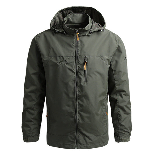 Men's Green Hooded Full Zip Jacket for Fall and Winter Everyday Wear Green