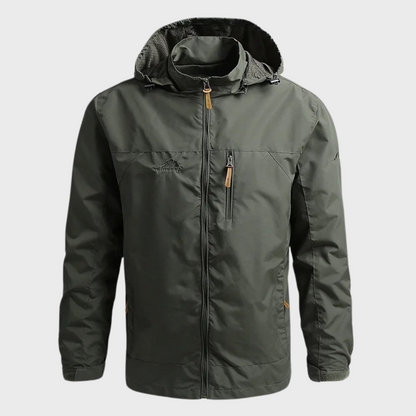 Men's Hooded Full Zip Outdoor Jacket for Fall and Winter Everyday Wear Army Green