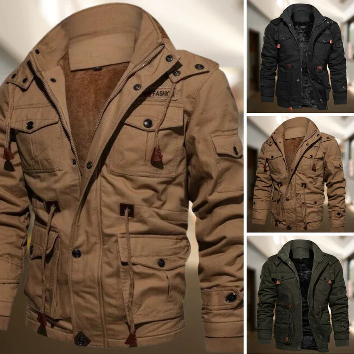 Men's Hooded Military Style Jacket for Fall and Winter Everyday Wear
