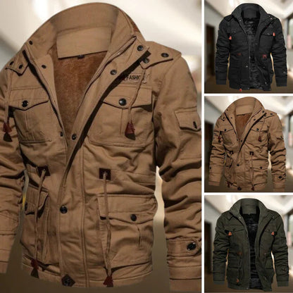 Men's Hooded Military Style Jacket for Fall and Winter Everyday Wear