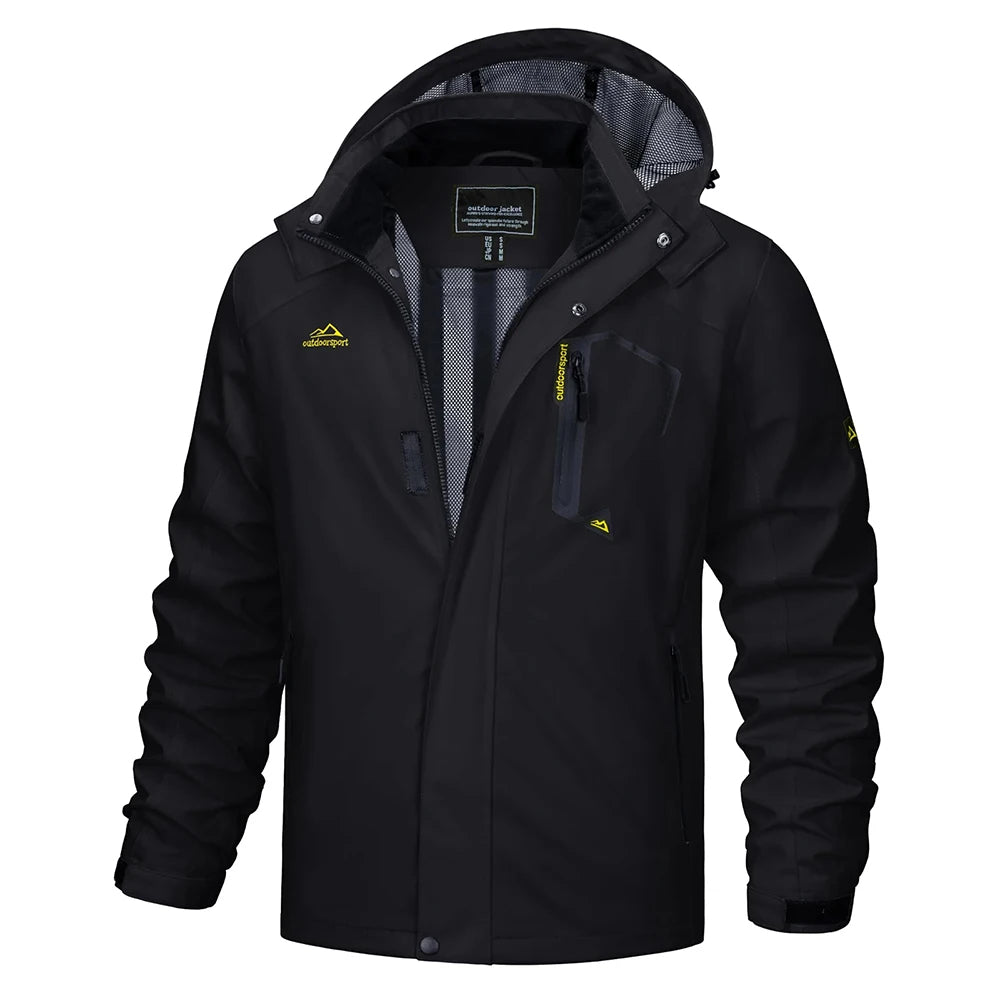 Men's Multi-Color Denim Hooded Outdoor Jacket for Everyday Wear