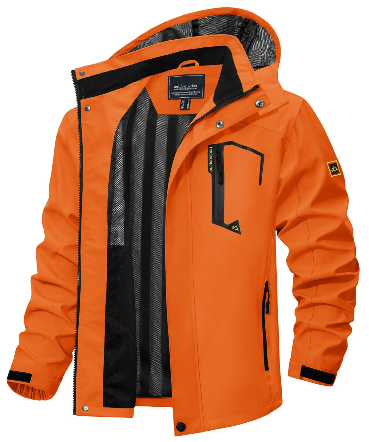 Men's Multi-Color Denim Hooded Outdoor Jacket for Everyday Wear Orange