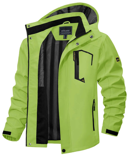 Men's Multi-Color Denim Hooded Outdoor Jacket for Everyday Wear Green