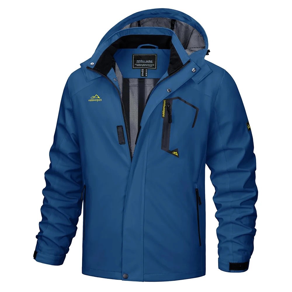 Men's Multi-Color Denim Hooded Outdoor Jacket for Everyday Wear
