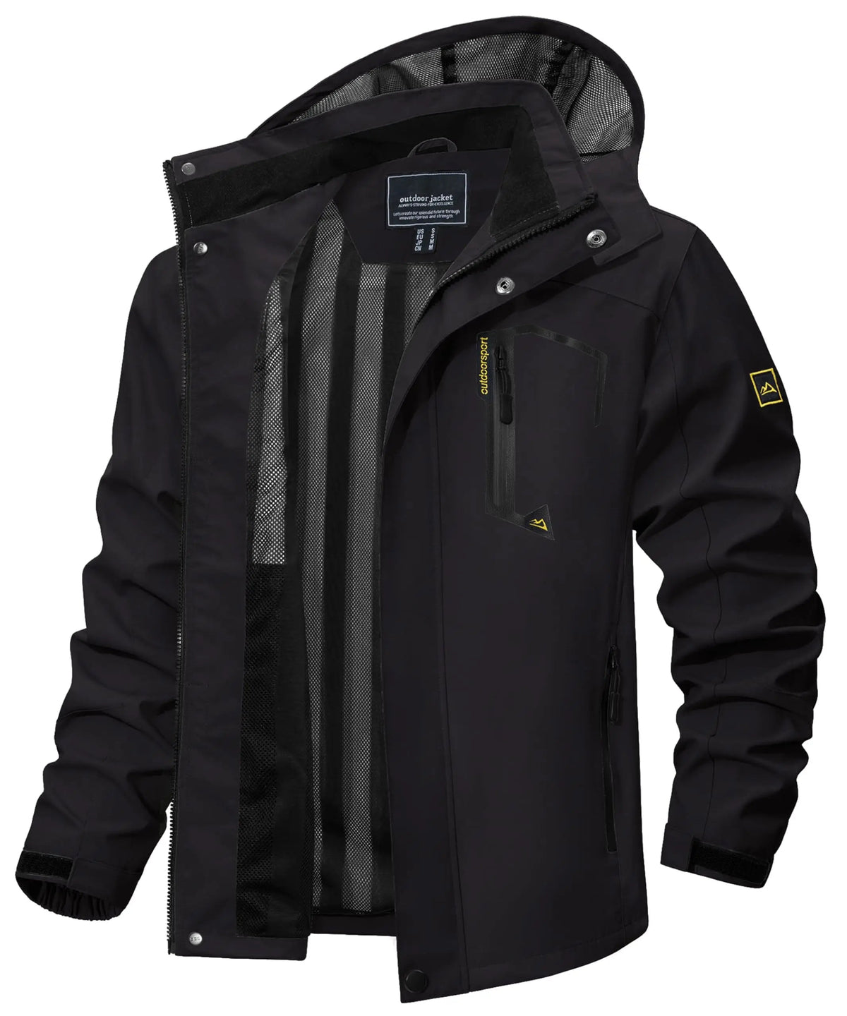 Men's Multi-Color Denim Hooded Outdoor Jacket for Everyday Wear Black