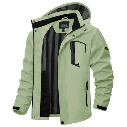 Men's Multi-Color Denim Hooded Outdoor Jacket for Everyday Wear Light Green